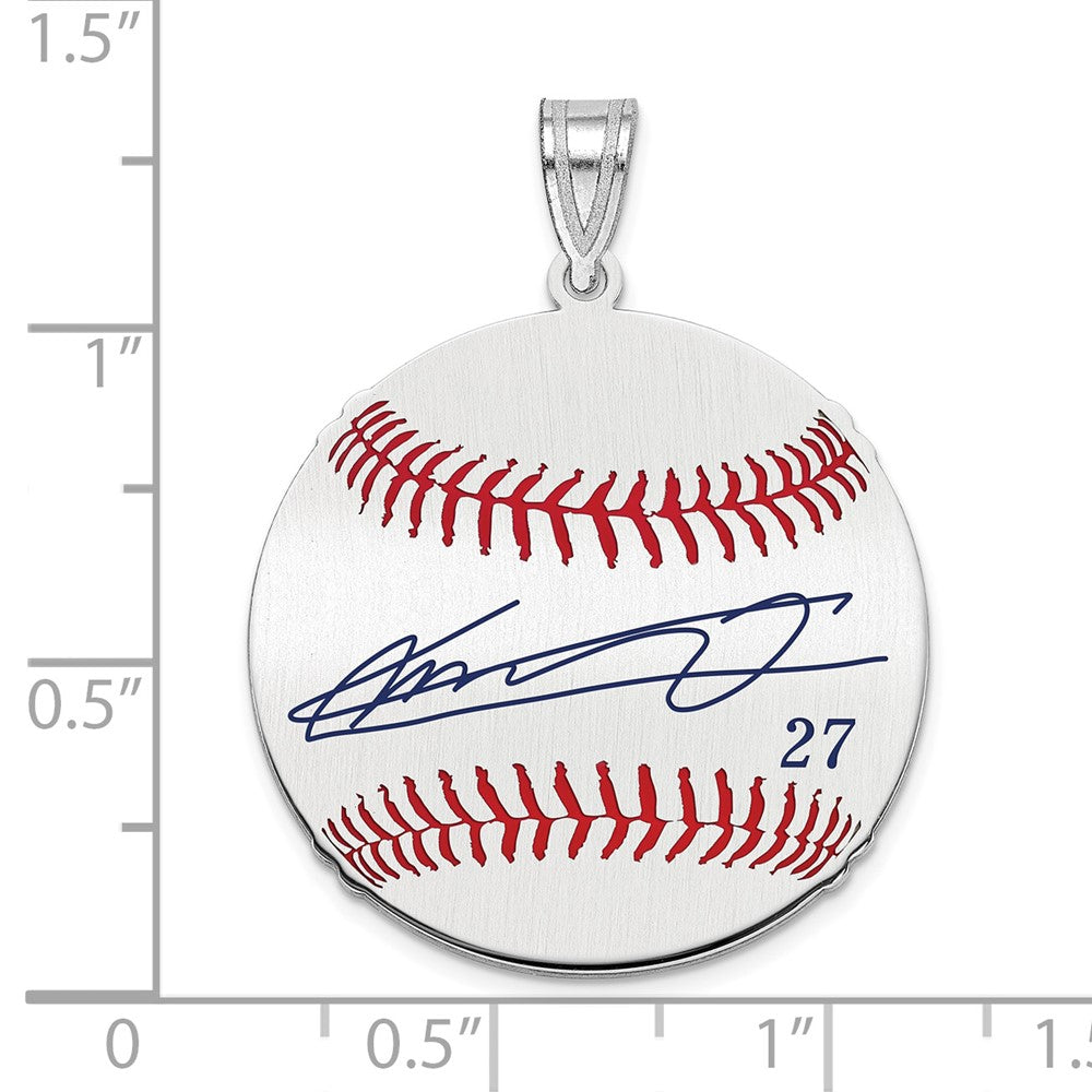 FJC Finejewelers 925 Sterling Silver Rh-p Vladimir Guerrero Jr. MLBPA Signature Epoxy Charm 33 x 25 mm