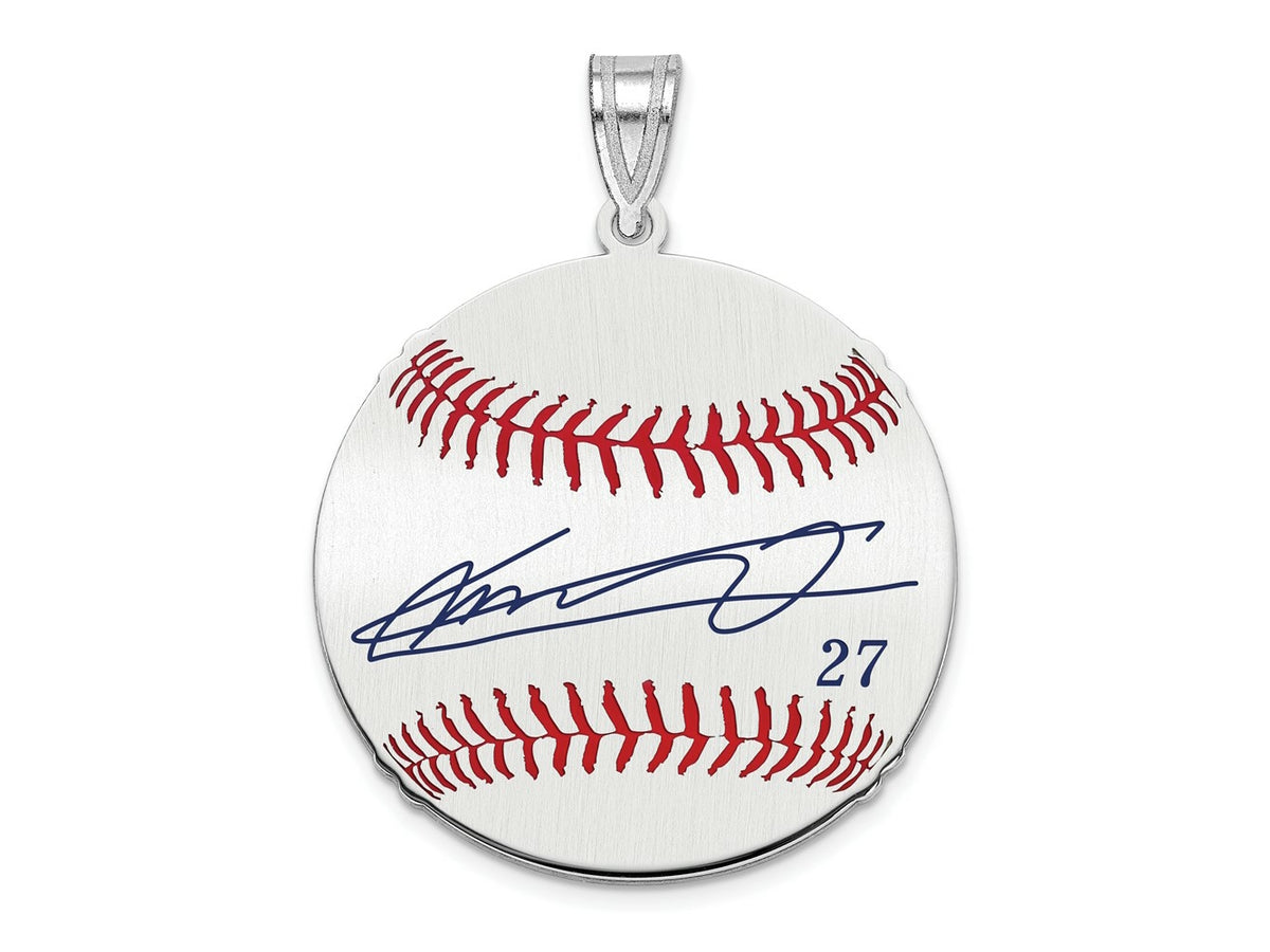 FJC Finejewelers 925 Sterling Silver Rh-p Vladimir Guerrero Jr. MLBPA Signature Epoxy Charm 33 x 25 mm