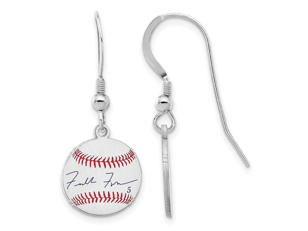FJC Finejewelers 925 Sterling Silver Freddie Freeman MLBPA Signature Epoxy Earrings 31 x 12 mm