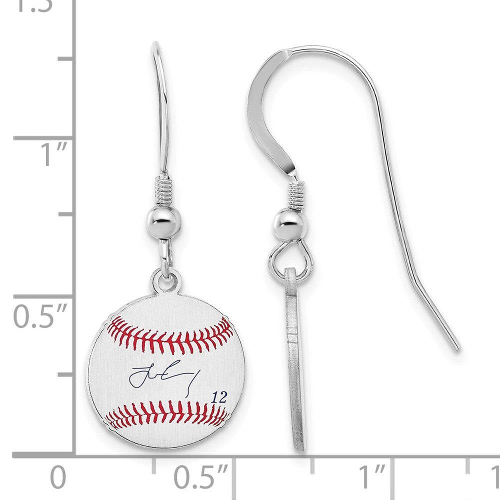 FJC Finejewelers 925 Sterling Silver Francisco Lindor MLBPA Signature Epoxy Earrings 31 x 12 mm