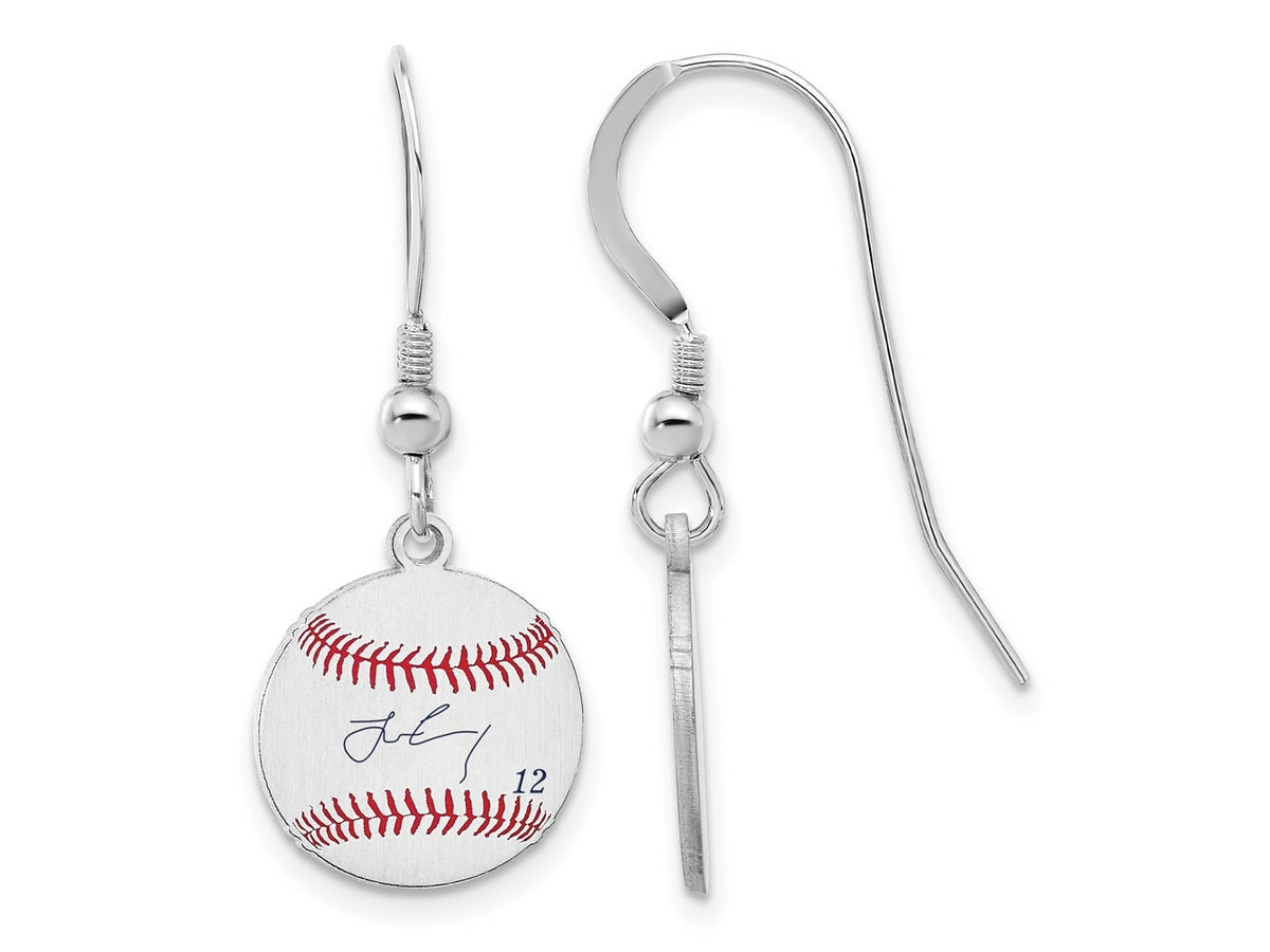 FJC Finejewelers 925 Sterling Silver Francisco Lindor MLBPA Signature Epoxy Earrings 31 x 12 mm