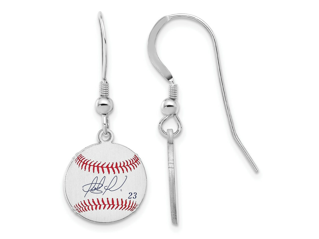 FJC Finejewelers 925 Sterling Silver Fernando Tatis Jr. MLBPA Signature Epoxy Earrings 31 x 12 mm