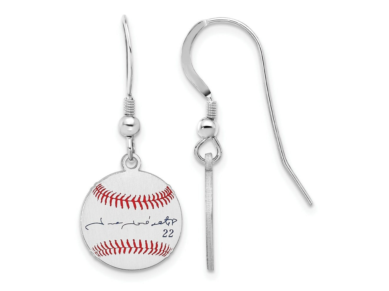FJC Finejewelers 925 Sterling Silver Juan Soto MLBPA Signature Epoxy Earrings 31 x 12 mm