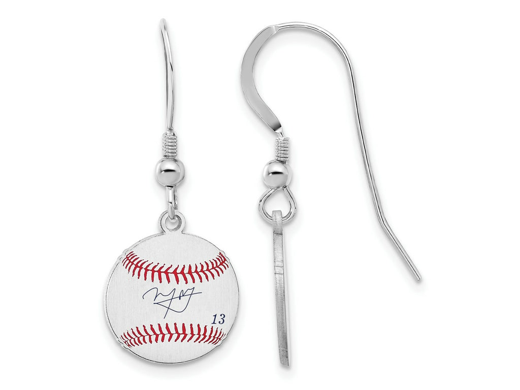 FJC Finejewelers 925 Sterling Silver Manny Machado MLBPA Signature Epoxy Earrings 31 x 12 mm