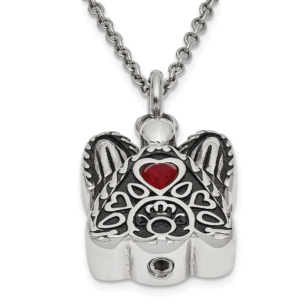FJC Finejewelers Stainless Steel January CZ Birthstone Antiqued Angel Ash Holder 18 in. Ne 18 Inches x 19 mm