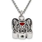 FJC Finejewelers Stainless Steel July CZ Birthstone Antiqued Angel Ash Holder Necklac 18 Inches x 19 mm