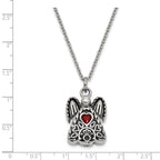 FJC Finejewelers Stainless Steel July CZ Birthstone Antiqued Angel Ash Holder Necklac 18 Inches x 19 mm