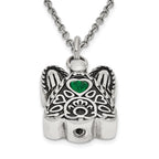FJC Finejewelers Stainless Steel May CZ Birthstone Antiqued Angel Ash Holder Necklace 18 Inches x 19 mm
