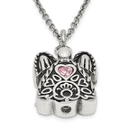 FJC Finejewelers Stainless Steel Cable October CZ Birthstone Antiqued Angel Ash Holder Neck 18 Inches x 19 mm