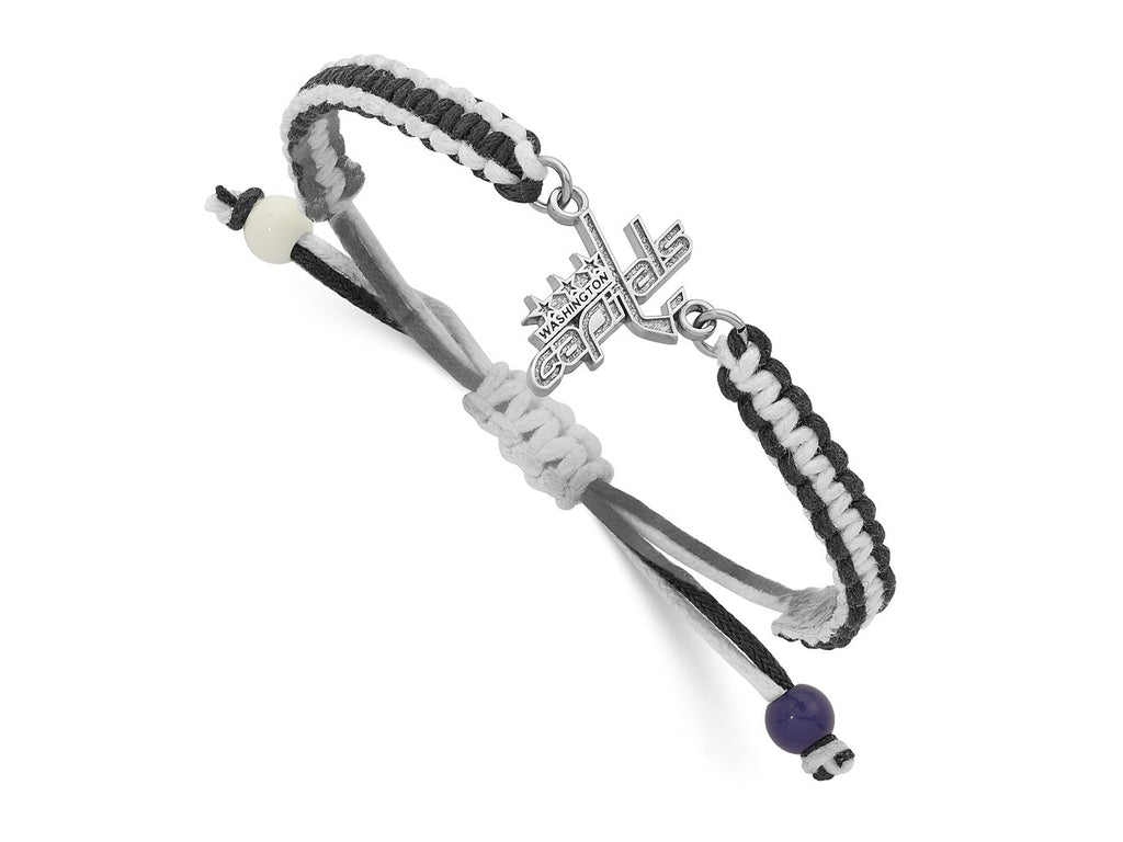 LogoArt Stainless Steel NHL Washington Capitals Adjustable Cord Bracelet