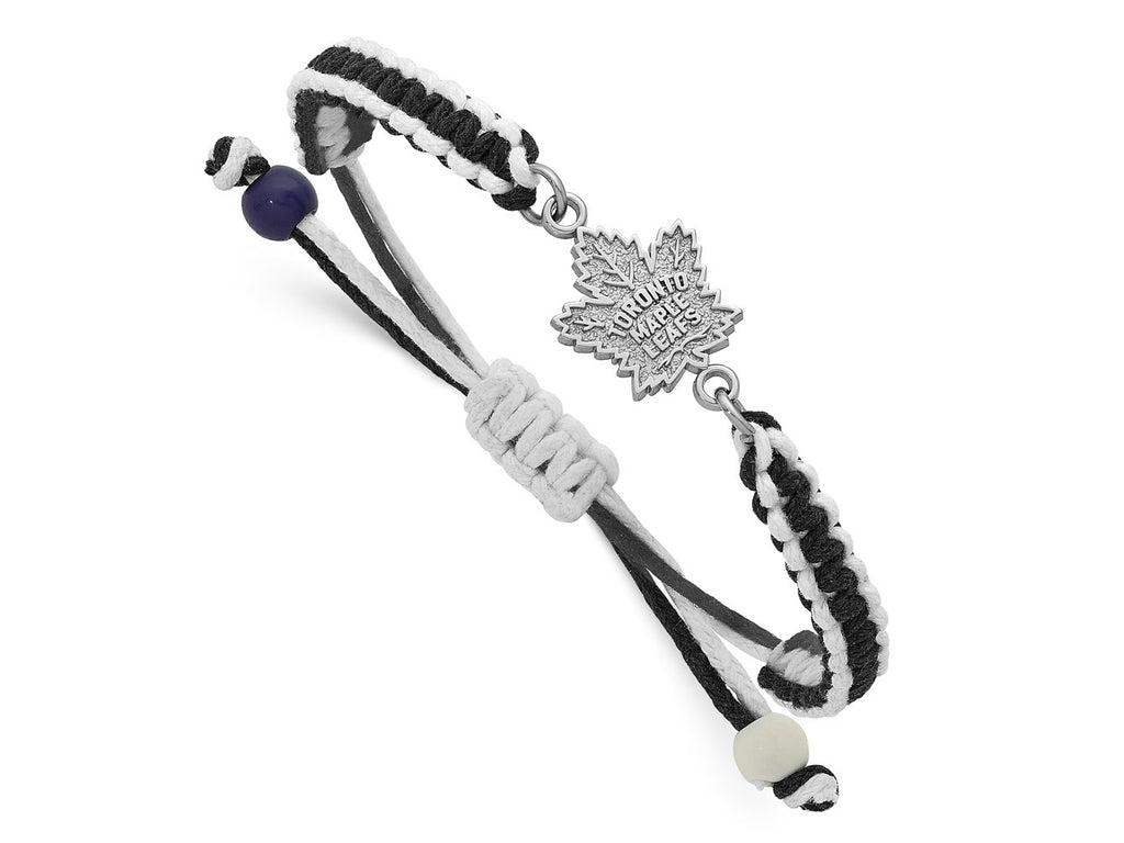 LogoArt Stainless Steel NHL Toronto Maple Leafs Adjustable Cord Bracelet