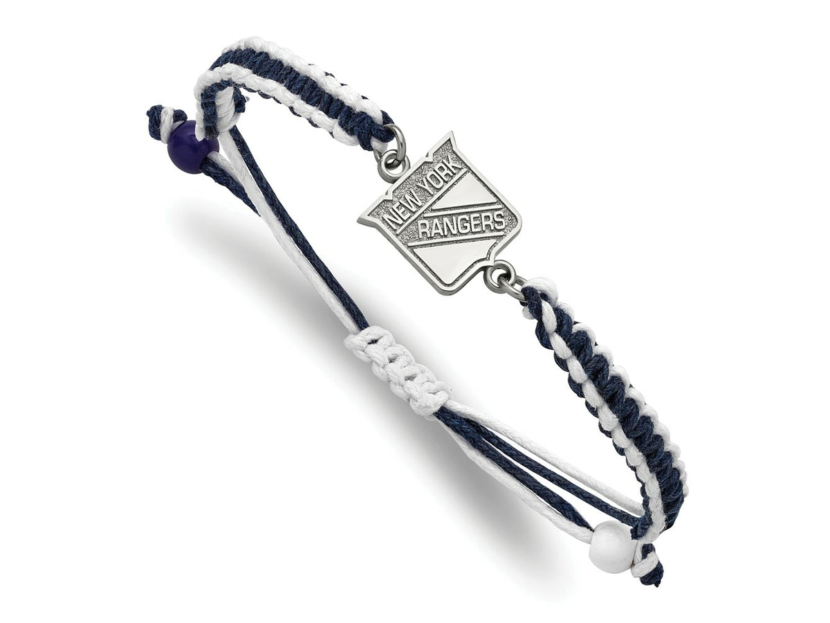 LogoArt Stainless Steel NHL NY Rangers Adjustable Cord Bracelet