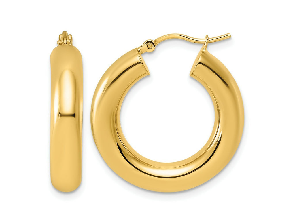 FJC Finejewelers 14 kt Yellow Gold Polished x 2 Tube Hoop Earrings 25 x 5 mm