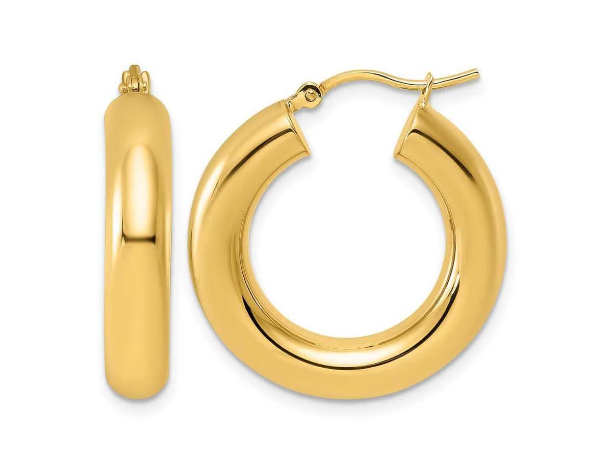 FJC Finejewelers 14 kt Yellow Gold Polished x 2 Tube Hoop Earrings 25 x 5 mm