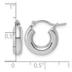 FJC Finejewelers 14 kt White Gold Polished x 15mm Tube Hoop Earrings 15 mm x 4 mm