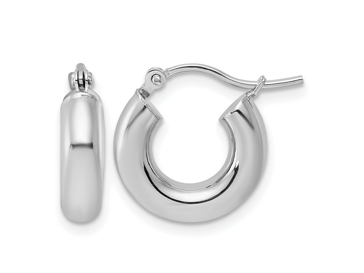 FJC Finejewelers 14 kt White Gold Polished x 15mm Tube Hoop Earrings 15 mm x 4 mm