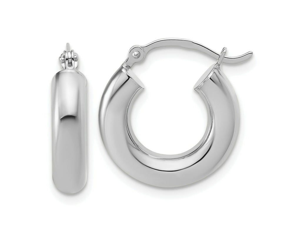 FJC Finejewelers 14 kt White Gold Hoop Polished x 17mm Lightweight Tube Earrings 17 mm x 4 mm