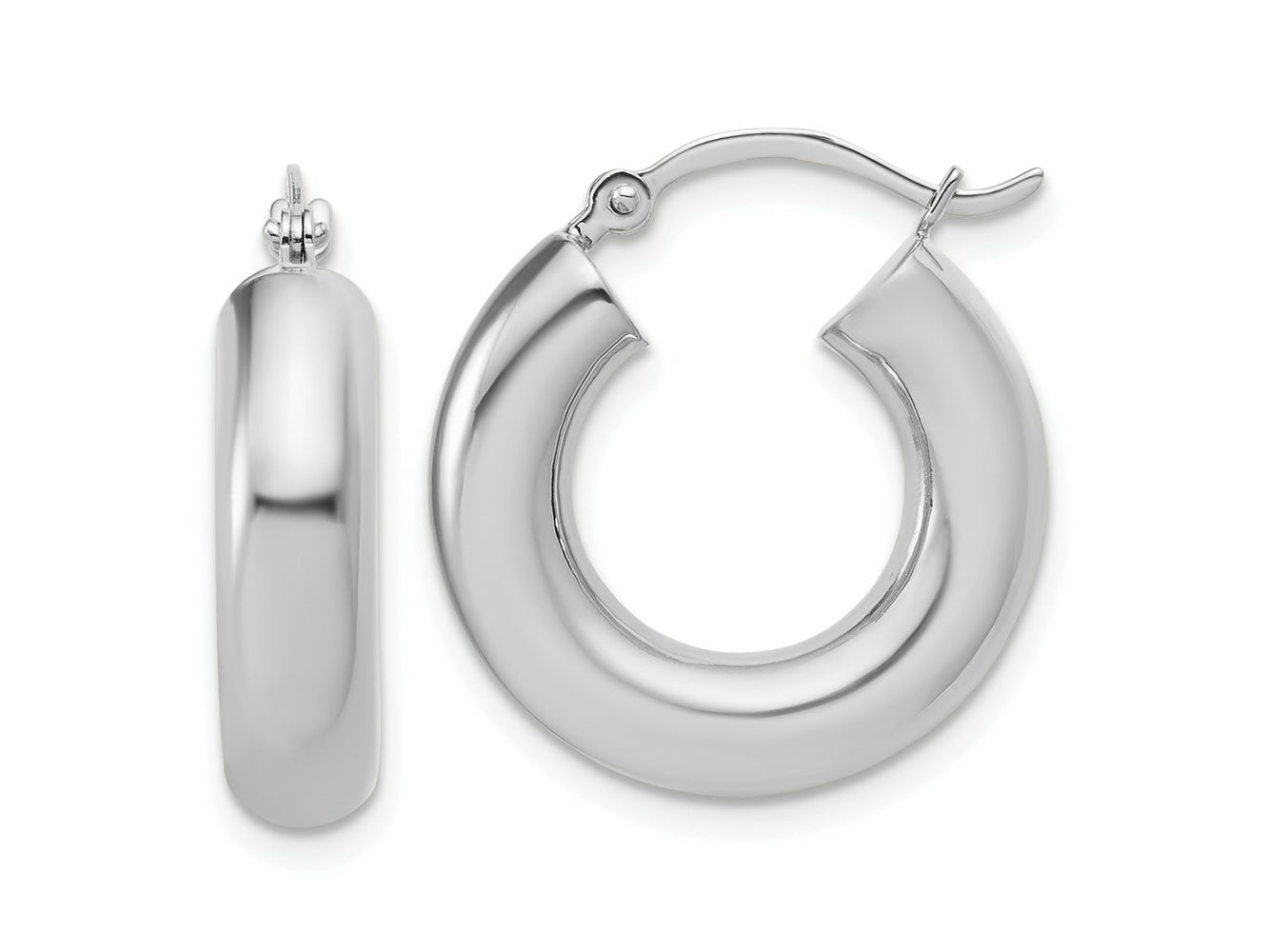 FJC Finejewelers 14 kt White Gold Polished x 20mm Lightweight Hoop Earrings 20 mm x 5 mm