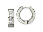 FJC Finejewelers Titanium Titanium Polished CZ 5mm Hinged Hoop Earrings 14 mm x 15 mm
