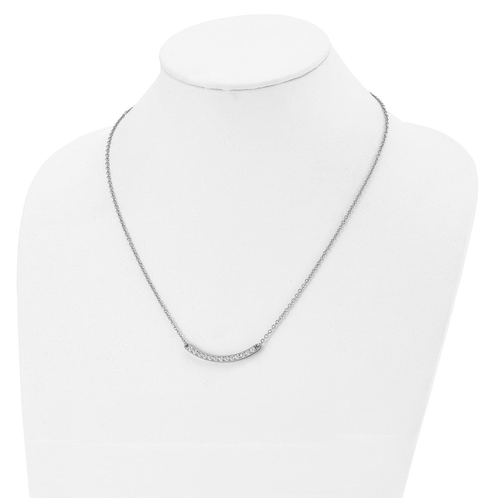 FJC Finejewelers Titanium Titanium Polished with CZ Bar Necklace 20.5 Inches x 3.2 mm