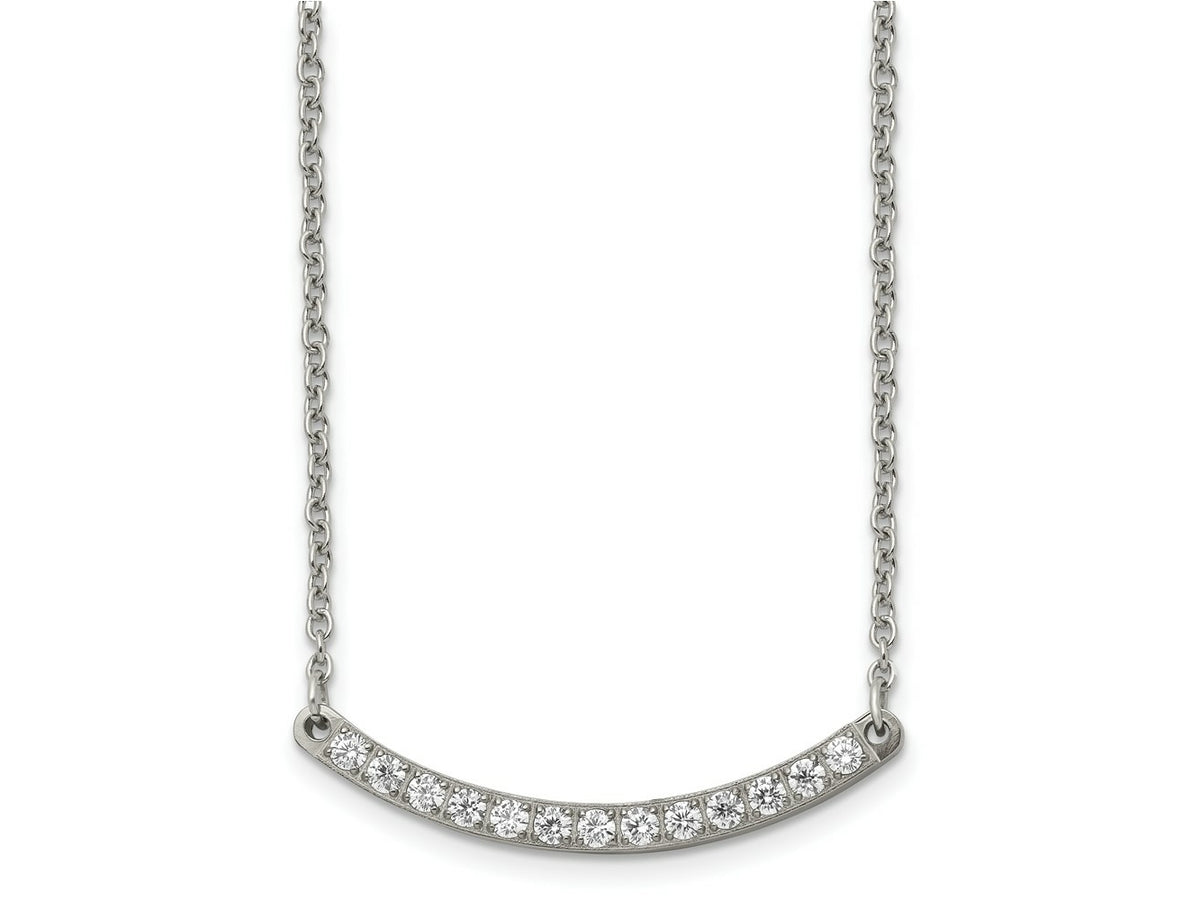 FJC Finejewelers Titanium Titanium Polished with CZ Bar Necklace 20.5 Inches x 3.2 mm
