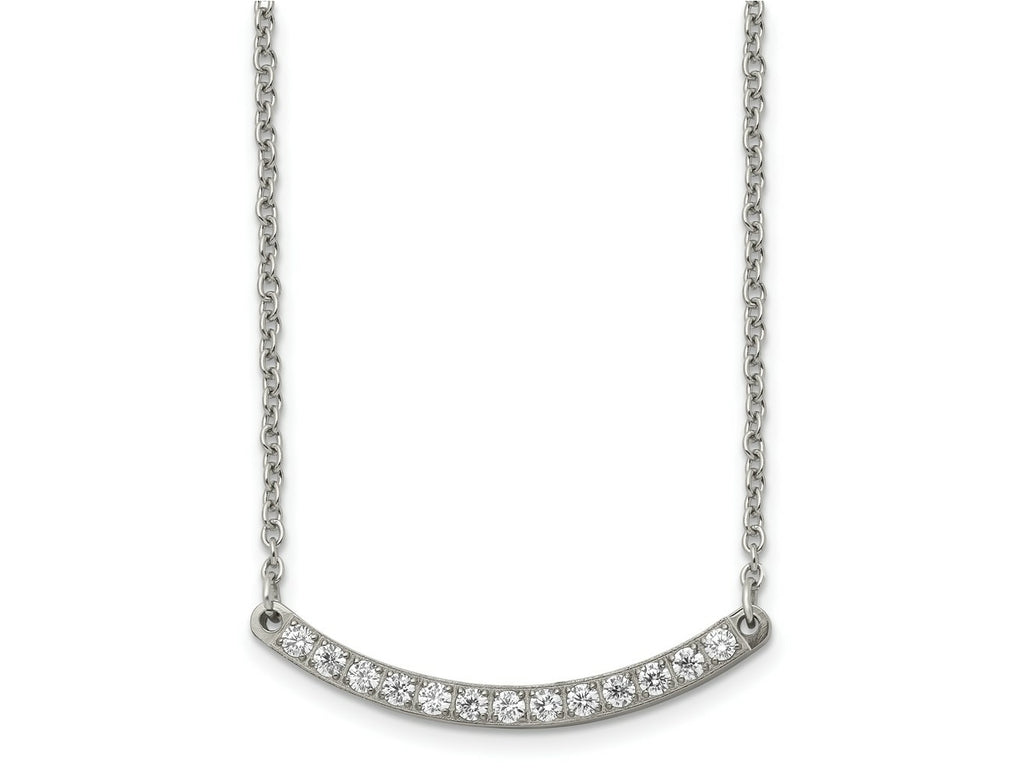 FJC Finejewelers Titanium Titanium Polished with CZ Bar Necklace 20.5 Inches x 3.2 mm