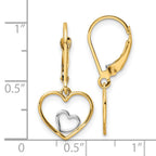 FJC Finejewelers 14 kt Yellow Gold with Rhodium Heart in Heart Leverback Dangle Earrings 25 x 12 mm