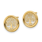 FJC Finejewelers 14 kt Yellow Gold Button Polished Tree of Life in Circle Post Earrings 11 x 11 mm