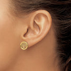 FJC Finejewelers 14 kt Yellow Gold Button Polished Tree of Life in Circle Post Earrings 11 x 11 mm