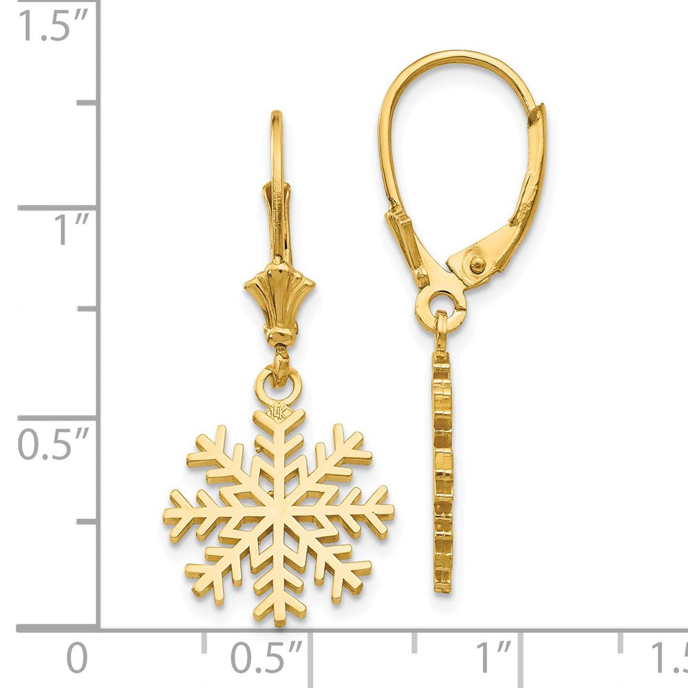 FJC Finejewelers 14 kt Yellow Gold Dangle Snowflake Leverback Earrings 13 x 13 mm