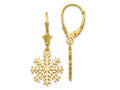 FJC Finejewelers 14 kt Yellow Gold Dangle Snowflake Leverback Earrings 13 x 13 mm