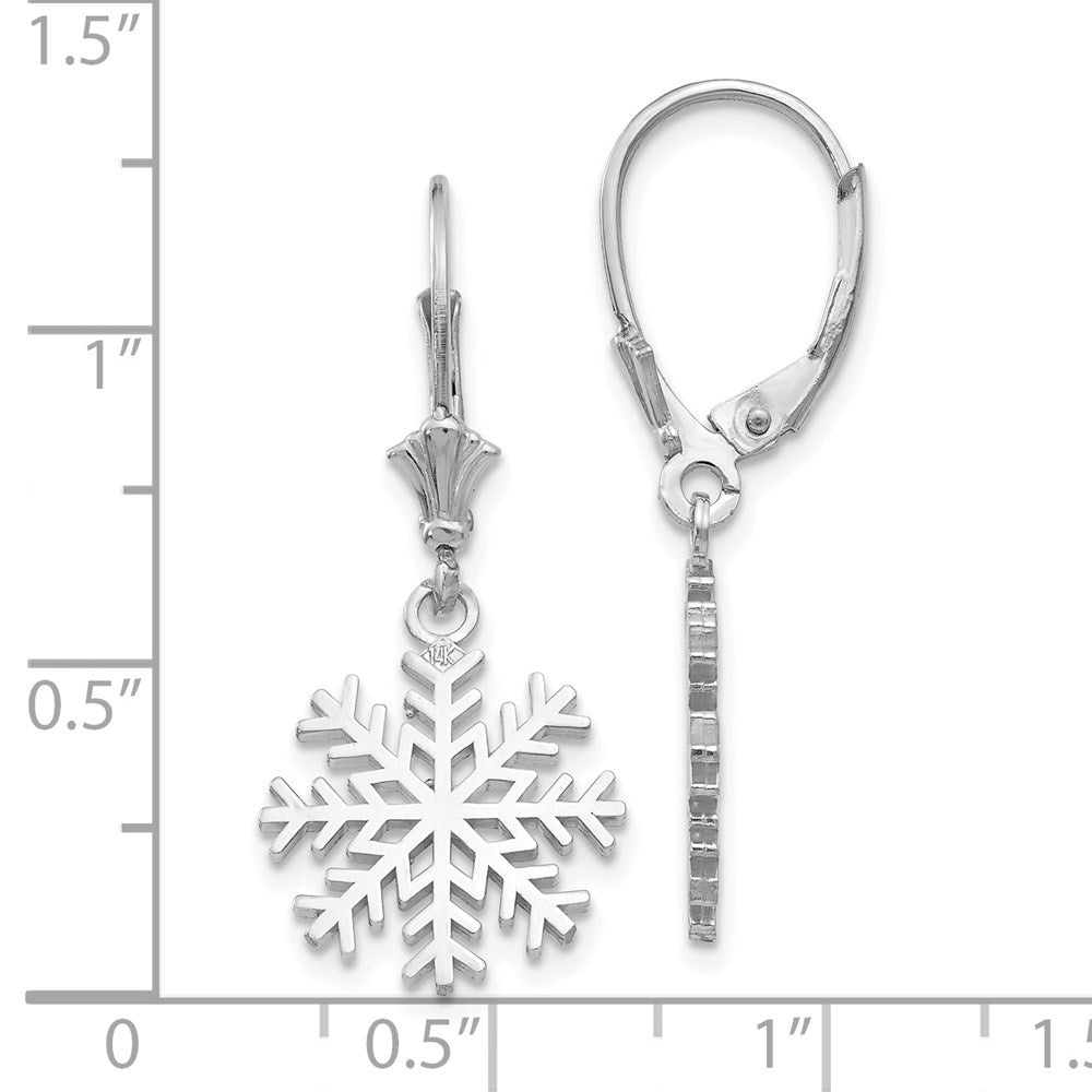 FJC Finejewelers 14 kt White Gold Dangle Snowflake Leverback Earrings 13 mm x 13 mm