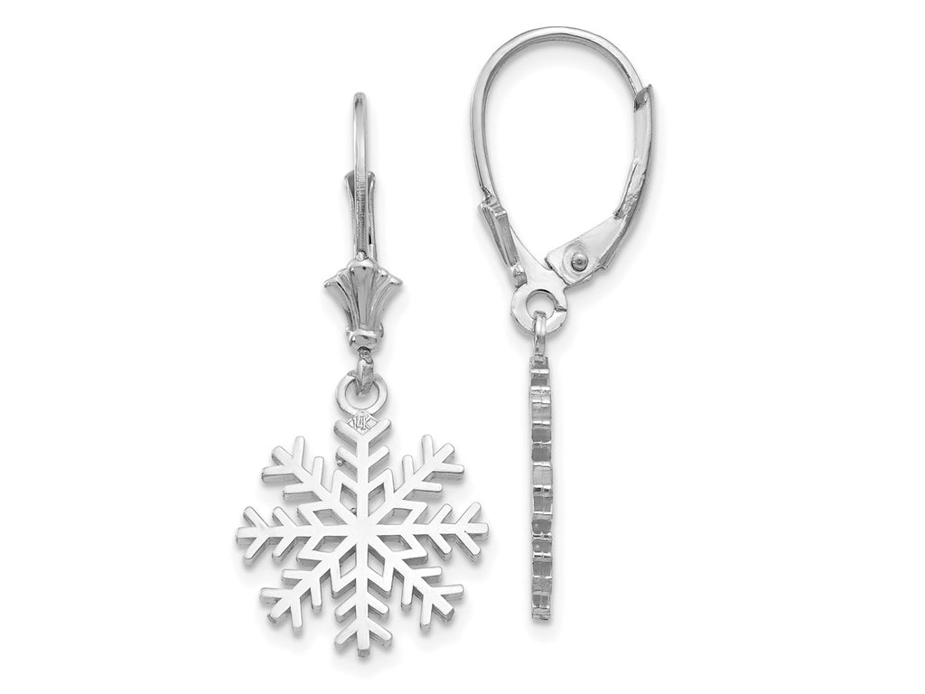 FJC Finejewelers 14 kt White Gold Dangle Snowflake Leverback Earrings 13 mm x 13 mm