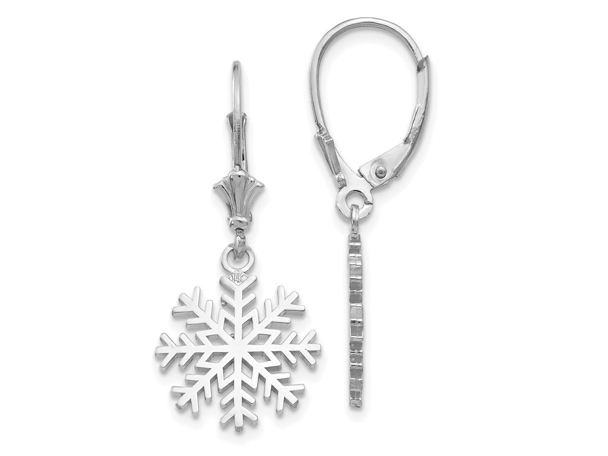 FJC Finejewelers 14 kt White Gold Dangle Snowflake Leverback Earrings 13 mm x 13 mm