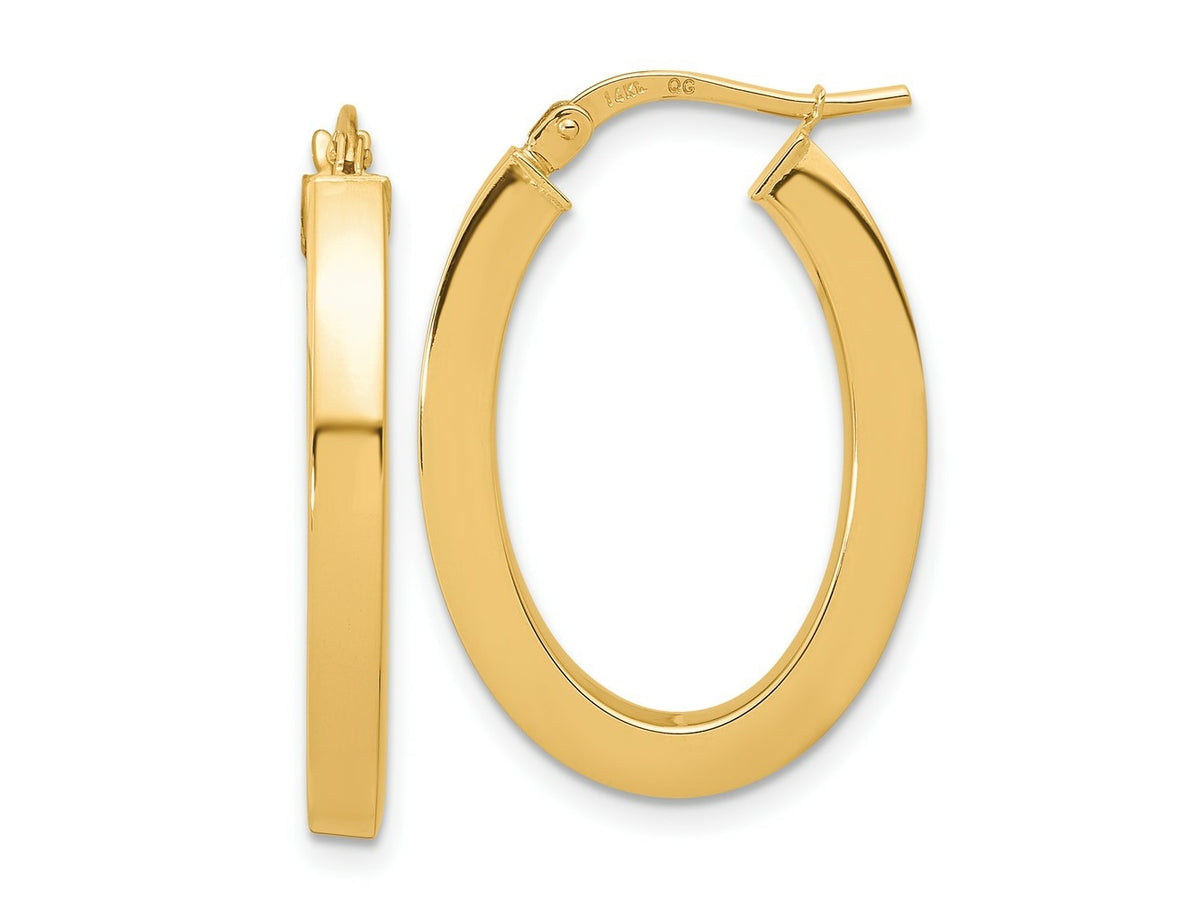 FJC Finejewelers 14 kt Yellow Gold Polished Square Tube Oval Hoop Earrings 23 x 19 mm