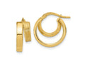 FJC Finejewelers 14 kt Yellow Gold Polished and Brushed Square Tube Double Hoop Earrings 18 x 16 mm