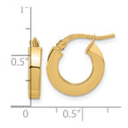 FJC Finejewelers 14 kt Yellow Gold Polished 3mm Square Tube Hoop Earrings 15 mm x 14 mm