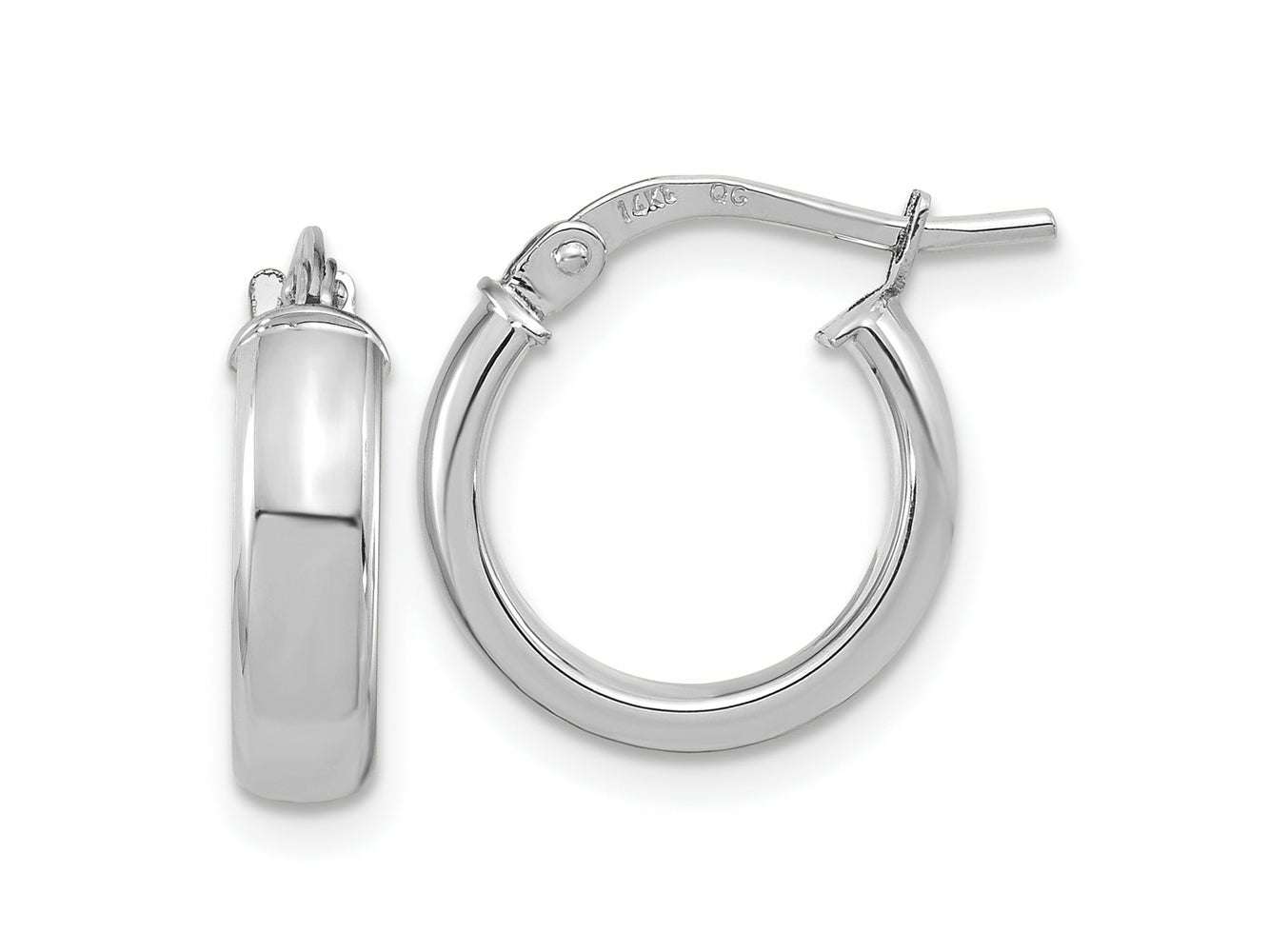 FJC Finejewelers 14 kt White Gold Hoops Polished 2.9mm Hoop Earrings