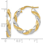 FJC Finejewelers 14 kt Yellow Gold with White Rhodium Polished Twisted Hoop Earrings 25 x 24 mm