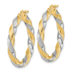 FJC Finejewelers 14 kt Yellow Gold with White Rhodium Polished Twisted Hoop Earrings 30 x 29 mm