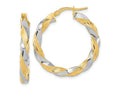 FJC Finejewelers 14 kt Yellow Gold with White Rhodium Polished Twisted Hoop Earrings 30 x 29 mm