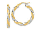 FJC Finejewelers 14 kt Yellow Gold with White Rhodium Polished Twisted Hoop Earrings 30 x 29 mm