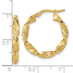FJC Finejewelers 14 kt Yellow Gold Polished and Textured Twisted 3mm Hoop Earrings 22 mm
