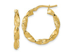 FJC Finejewelers 14 kt Yellow Gold Polished and Textured Twisted 3mm Hoop Earrings 22 mm