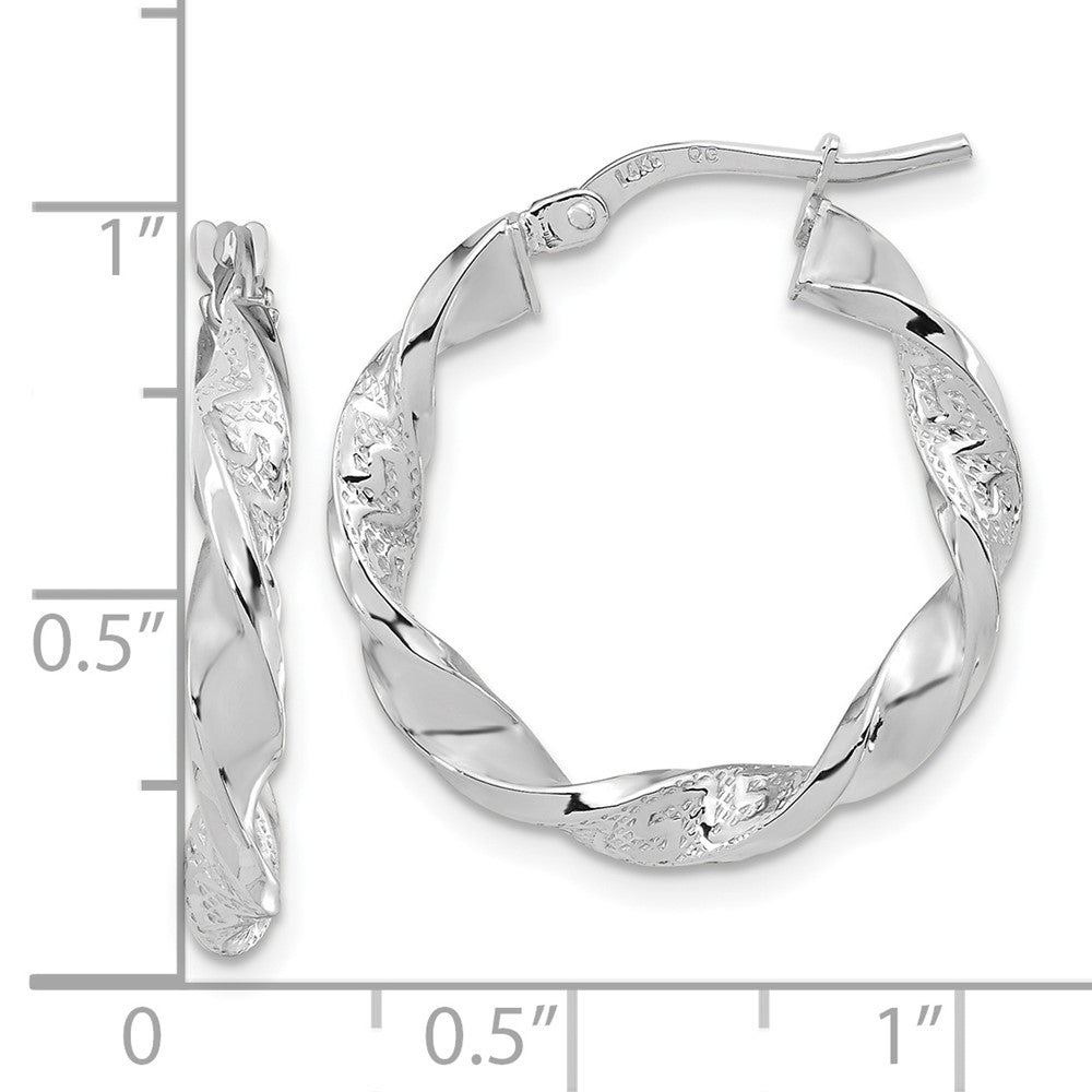 FJC Finejewelers 14 kt White Gold Hoops Polished and Textured Twisted Hoop Earrings 22.22 mm