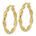 FJC Finejewelers 14 kt Yellow Gold Polished and Textured Twisted Hoop Earrings 27 mm