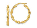 FJC Finejewelers 14 kt Yellow Gold Polished and Textured Twisted Hoop Earrings 27 mm