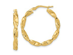 FJC Finejewelers 14 kt Yellow Gold Polished and Textured Twisted Hoop Earrings 27 mm