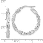 FJC Finejewelers 14 kt White Gold Hoops Polished and Textured Twisted Hoop Earrings 27.88 mm