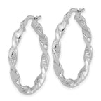 FJC Finejewelers 14 kt White Gold Hoops Polished and Textured Twisted Hoop Earrings 27.88 mm